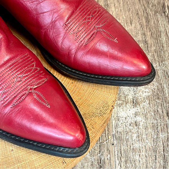 *Abilene Boots Ladies 11” Red Cowhide Pointed Toe Boot Size 10M - Picture 13 of 16